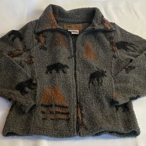 Vintage Bear Ridge Outfitters Gray Wool Blend Fleece Jacket Made in USA